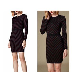 Karen Millen Black and Red Striped Midi Dress